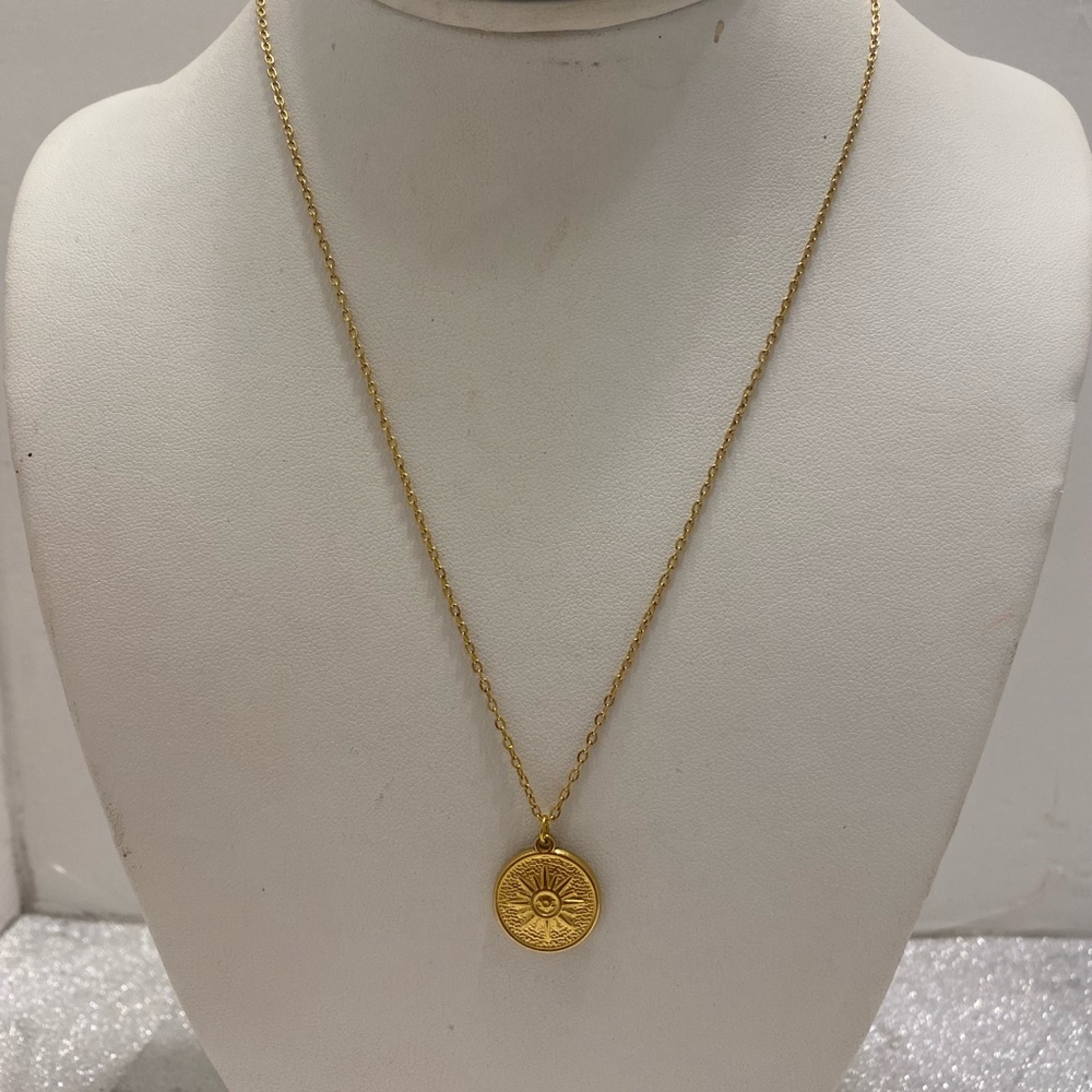 Gold Sun Pendant Necklace - Picture 6 of 7